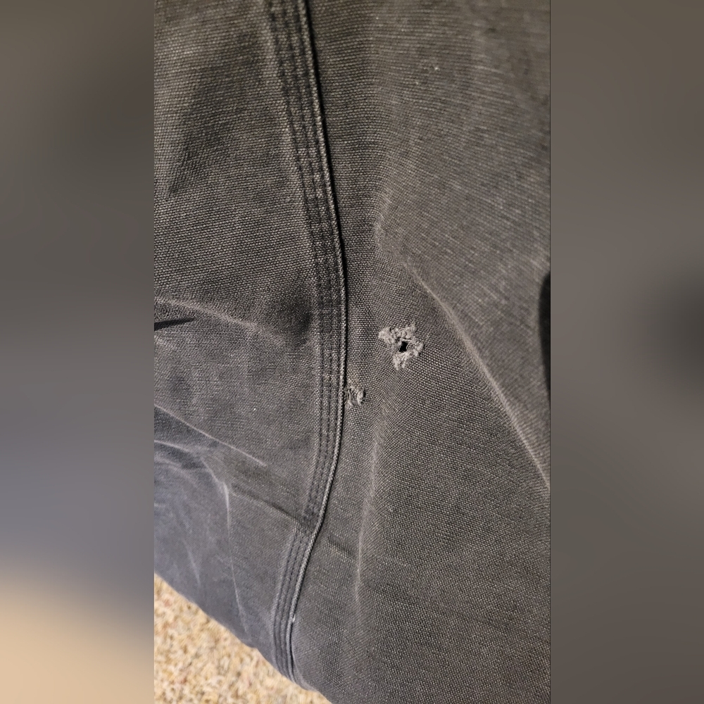 Carhartt ***WORK JACKET-HAS SOME HOLES*** Gray-Brown Lined Canvas Work Jacket - Picture 5 of 13